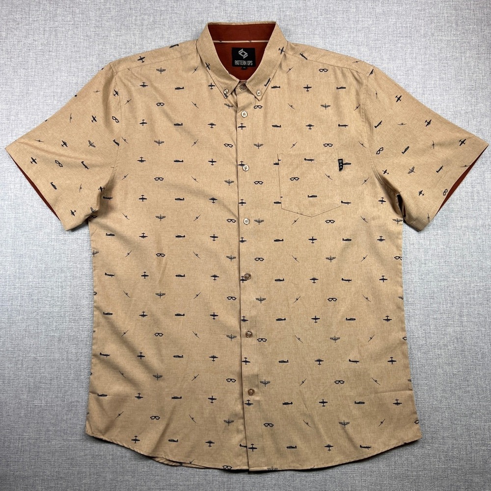 Pattern Ops PJ Rescue Aviation Shirt Men XL Tan Military Casual Stretch Summer